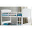 Lit simple superposé blanc transitionnel blanc, conception de planche, tête de lit à panneau et, réversible, pieds de support, lit en bois massif d'ingénierie de style, tête de lit,
