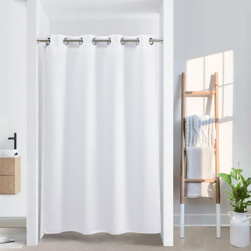 Rideau de douche gaufré Duppstadt, Blanc, H 80 po x l 54 po