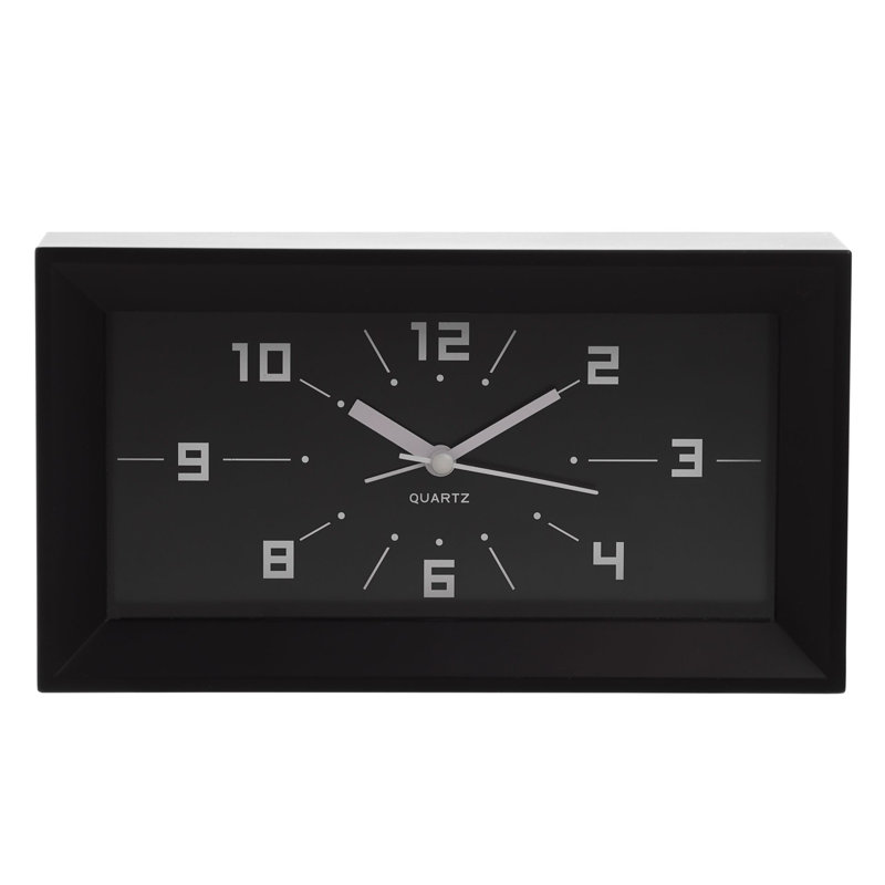 Analog Quartz Movement / Crystal Alarm Tabletop Clock, Black