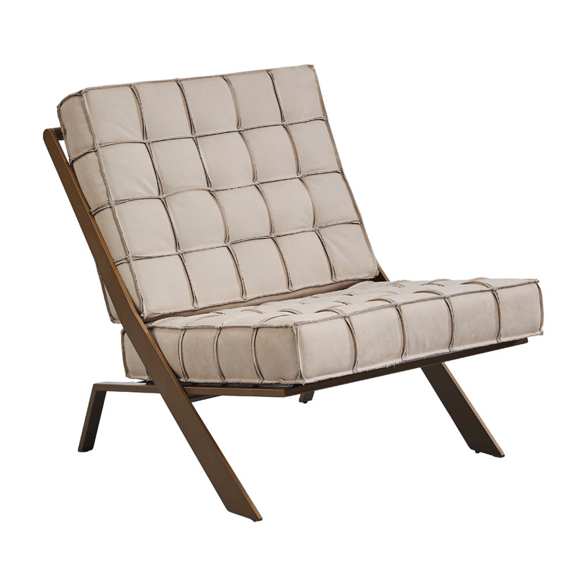 25.4'' Wide Clayton Top-grain Leather Leisure Chair, Light Gray