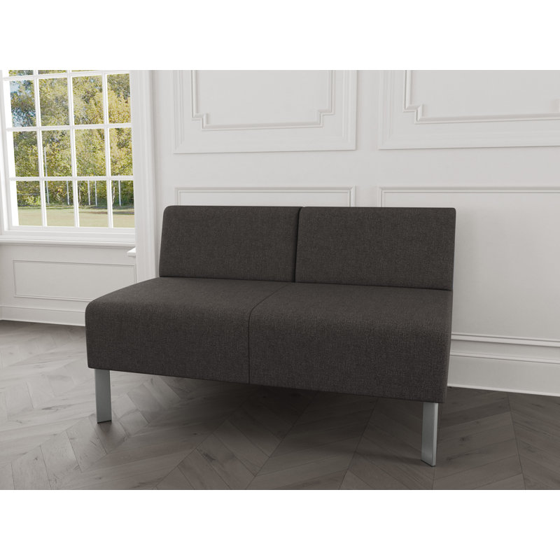 Causeuse sans accoudoirs Luxe Lounge, Acier argent, Bleu fumé Archetype