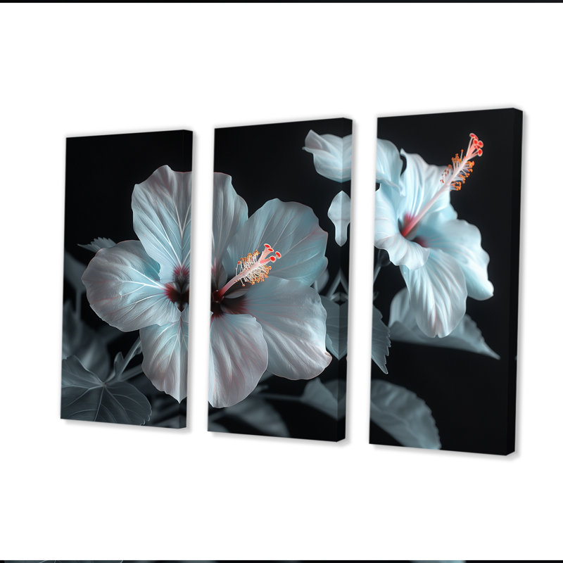 Roder - Hibiscus Wall Art Set, 28" H x 36" W x 1" D, Wrapped Canvas