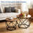 Set of 2 Round Side Tables with Tray Top, Industrial Accent Coffee Tables with Metal Frame, Set of 2 End Tables for Living Room and Bedroom, Brown-304658201