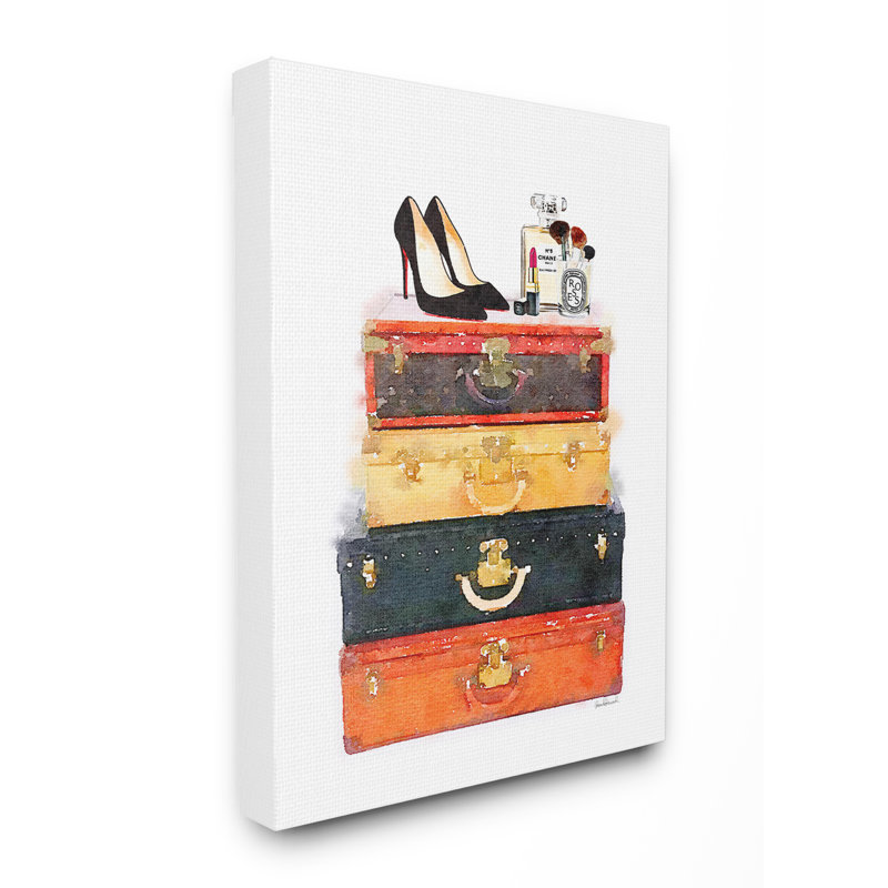 « bagage de la cheminée et maquillage », impression, H 20 po x l 16 po x P 1,5 po, Toile tendue