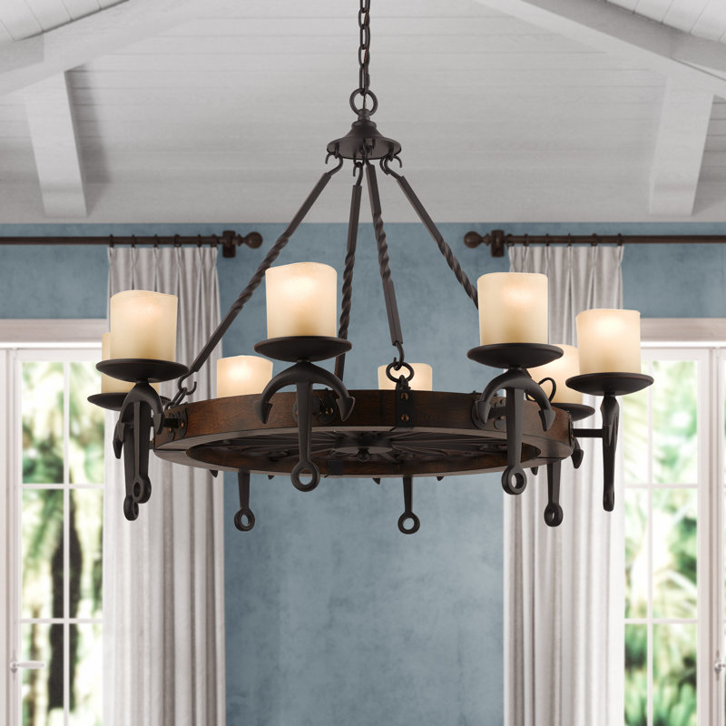 Liam 8 - Light Dimmable Wagon Wheel Chandelier