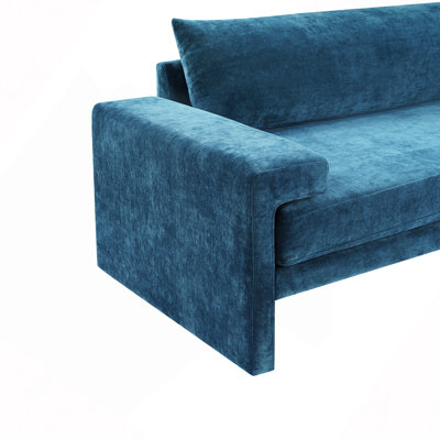 Canapé rembourré 3 places en chenille de 80,7 po avec accoudoirs larges, coussin épais, dossier ergonomique pour le salon, la chambre à coucher ou le bureau