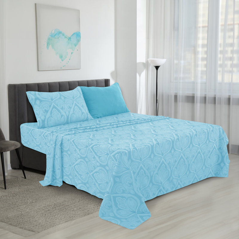 Ensemble de draps en microfibre Lux Hotel, Ensemble de draps pour lit simple + 1 drap-housse , Bleu