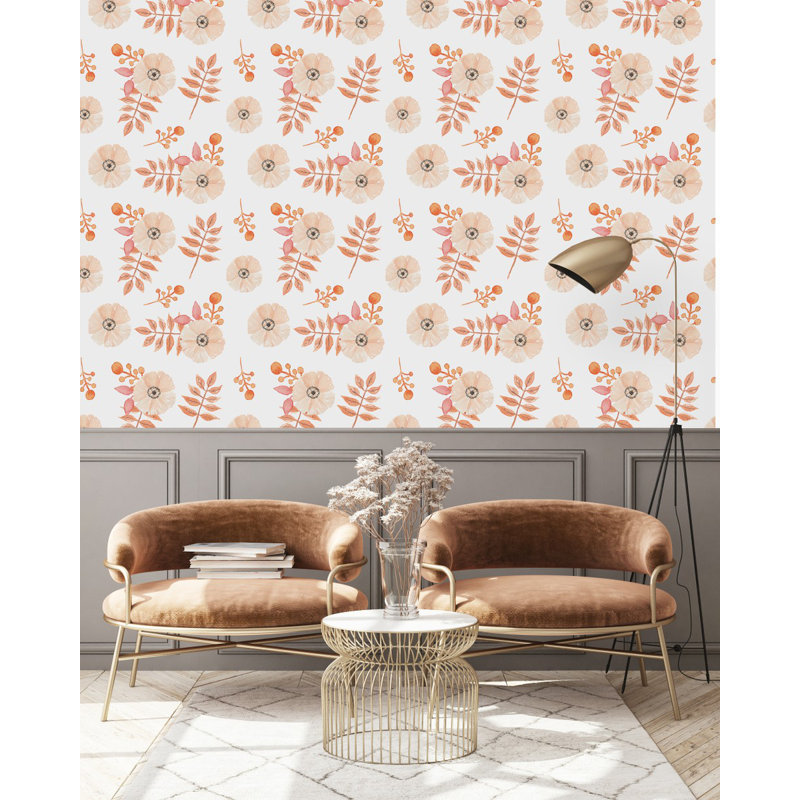 Panneau de papier peint adhésif floral L 10,4 pi x l 25 po