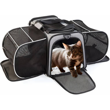 Tucker Murphy Pet Large Cat Carrier for 2 Cats Small Medium Dogs, Soft Pet Carrier for Traveling with Warm Blanket Foldable Bowl and Washable Pad