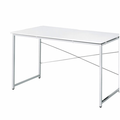 White and Chrome Sliding Base Writing Desk