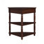 Petite table de coin triangulaire 33,8 po, table de coin en bois pour petits espaces / salon, table de bout à 3 niveaux avec pieds en bois massif, espresso clair, table-1893559265