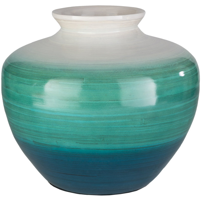 Vase de table en bambou vert / gris / bleu 11,6 po Colyt