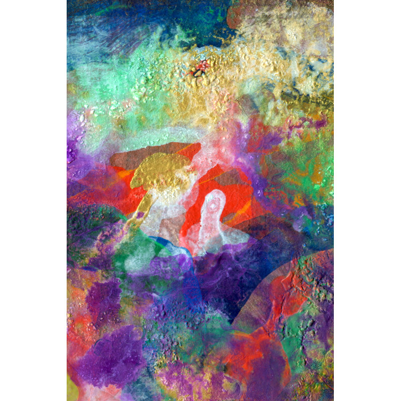 Abstrait 458 - mauve, bleu, rouge, vert, H 48 po x l 24 po x P 1,5 po
