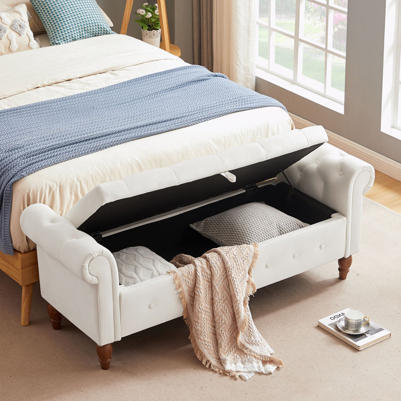 Banc de rangement rabattable, Beige 1