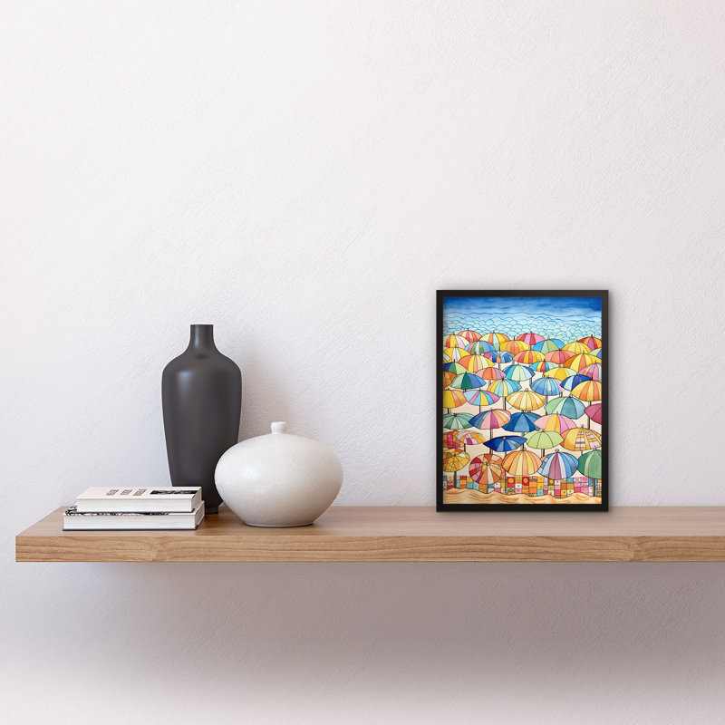 Summer At The Seaside With Colourful Beach Umbrellas On The Sand - Single Picture Frame Print