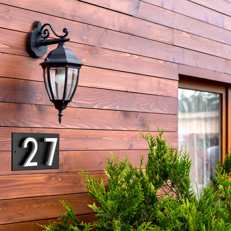 Floating Stand-Off 2-Number Horizontal Sign, Black /W/ White Modern Font Numbers, Yes