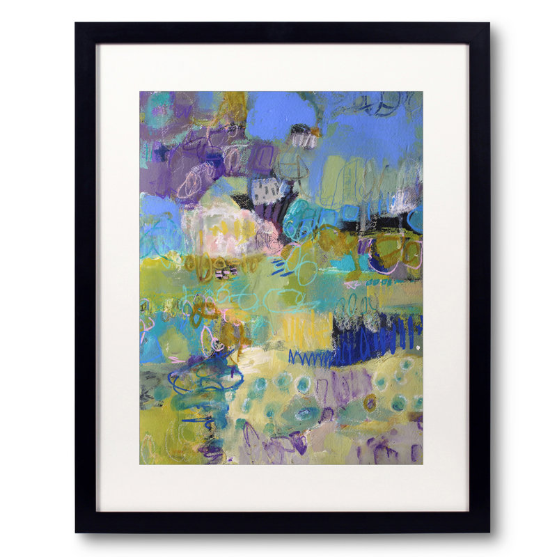 Quelque part par Elizabeth Chapman - Peinture, H 31,25 po x l 25,25 po, Papier avec cadre noir