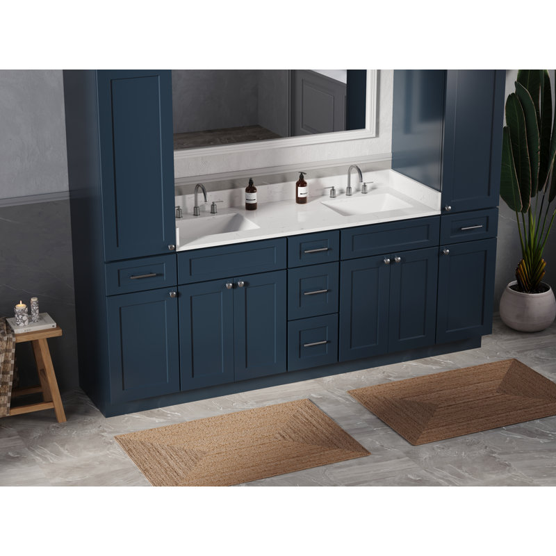 Ensemble de meuble-lavabo double 90 po Disar, Bleu