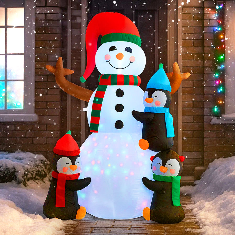 Bonhomme de neige et pingouins gonflables à DEL Catchy Christmas