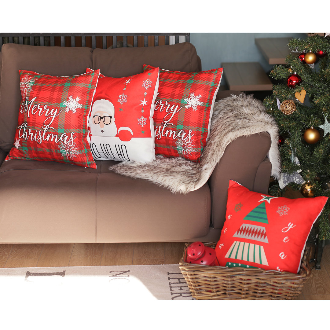 Christmas Merry Christmas 4 Piece Throw Pillow Cover Set Apolena
