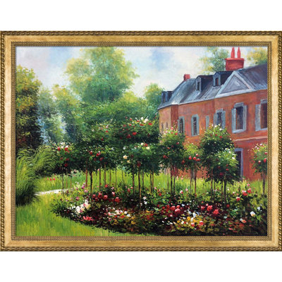 «The Rose Garden at Wargemont, 1879» par Pierre-Auguste Renoir - Peinture sur toile encadrée
