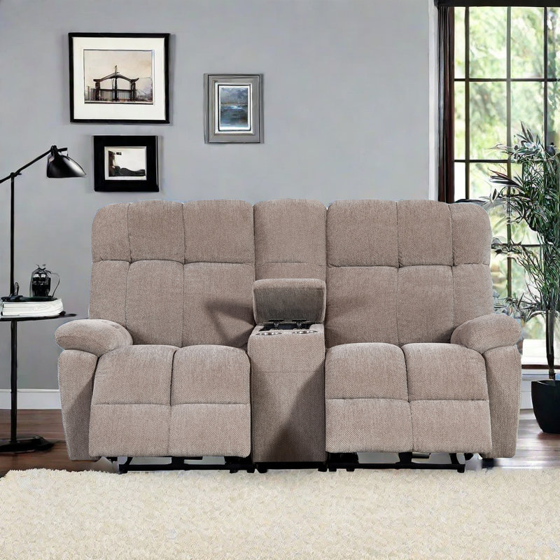 Canapé inclinable électrique 71,7 po 2 places avec console, porte-gobelets, ports USB