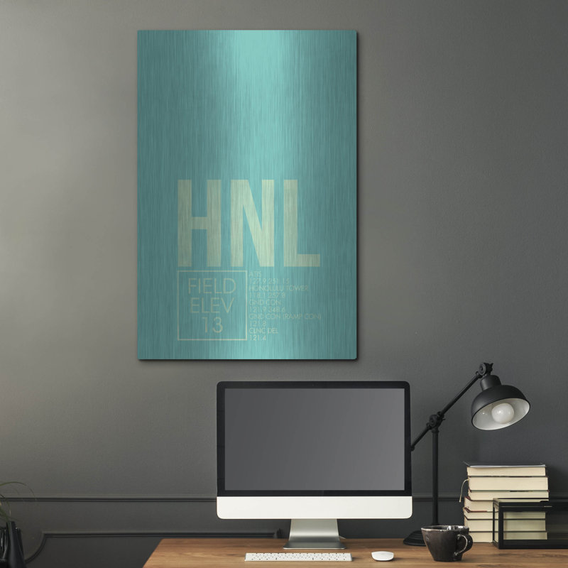 «HNL ATC» par O8, art mural en métal, H 36 po x l 24 po