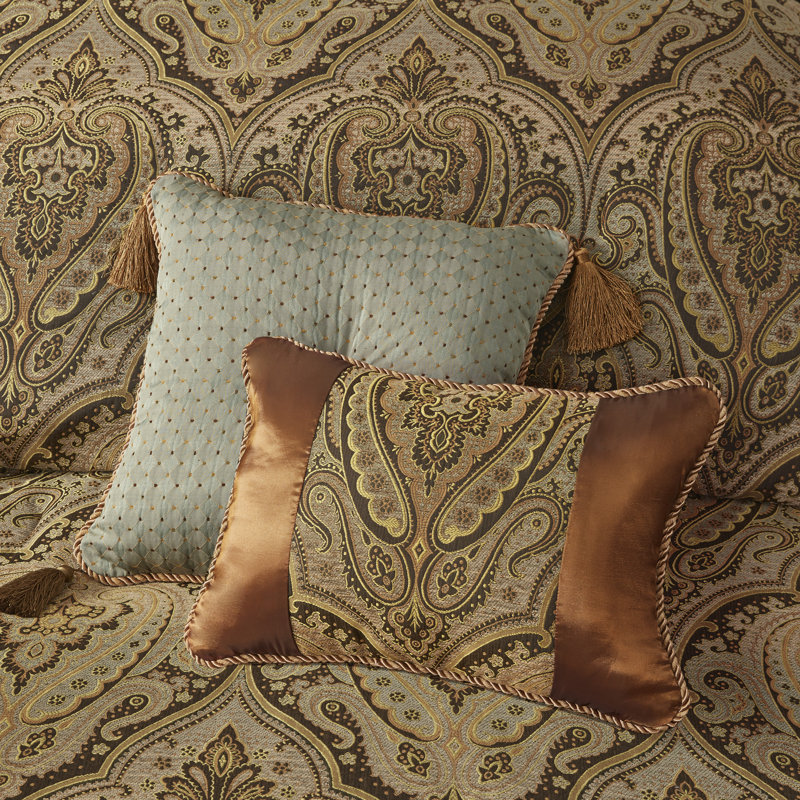 Queen Brown Jacquard Medallion Duvet Comforter Set