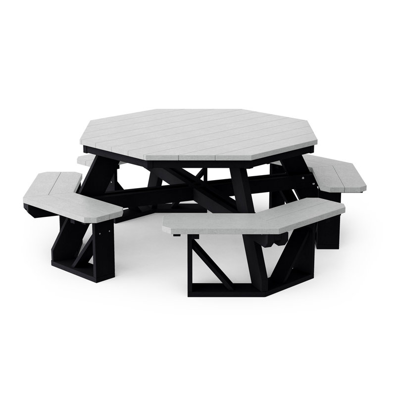 Table de pique-nique Heritage Octagon, Gris clair / noir