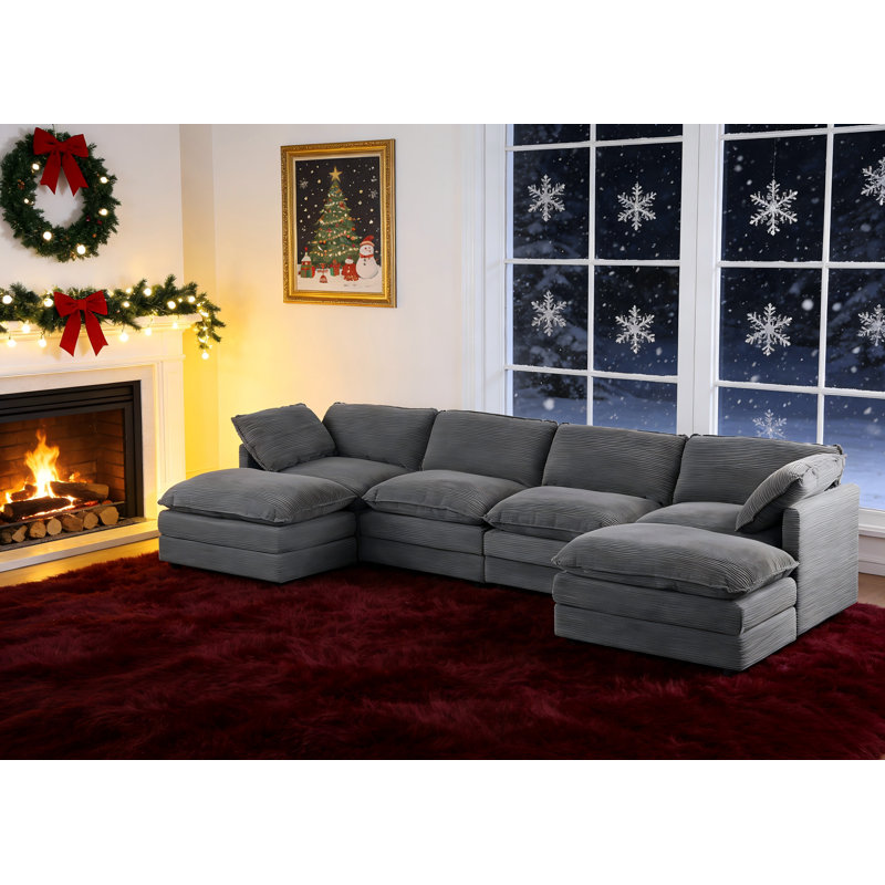 Ensemble de canapé modulaire 142 po avec canapé modulaire gris 142 po Cloud, Gris