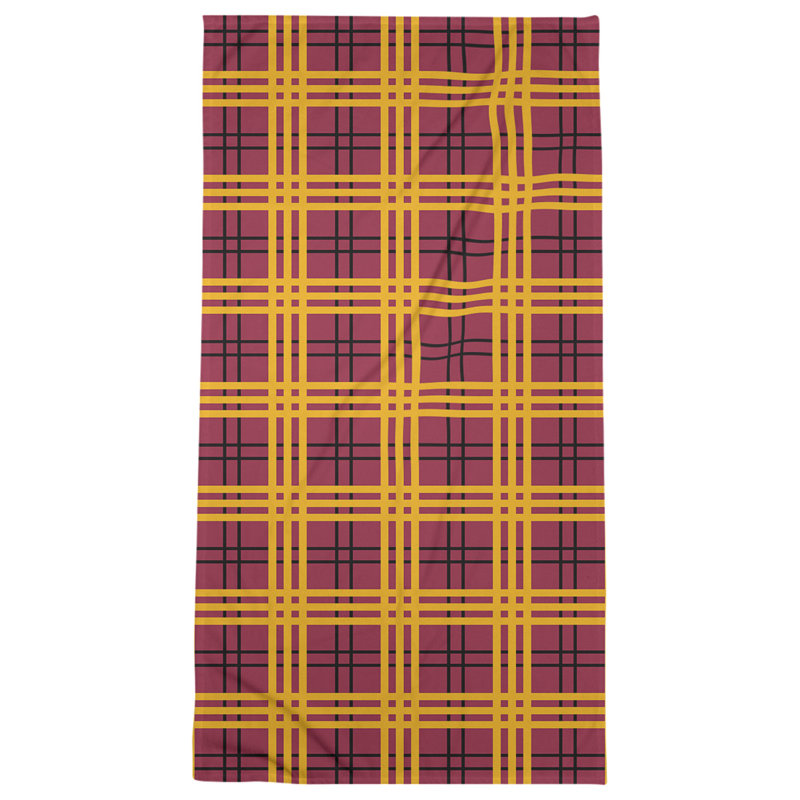 Bath Towel, Polyester/Cotton Blend, Red/Black/Yellow