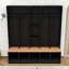 Modern Hall Tree with Storage Bench, Hooks, Cube Cubbies and Open Shelves-1301028087