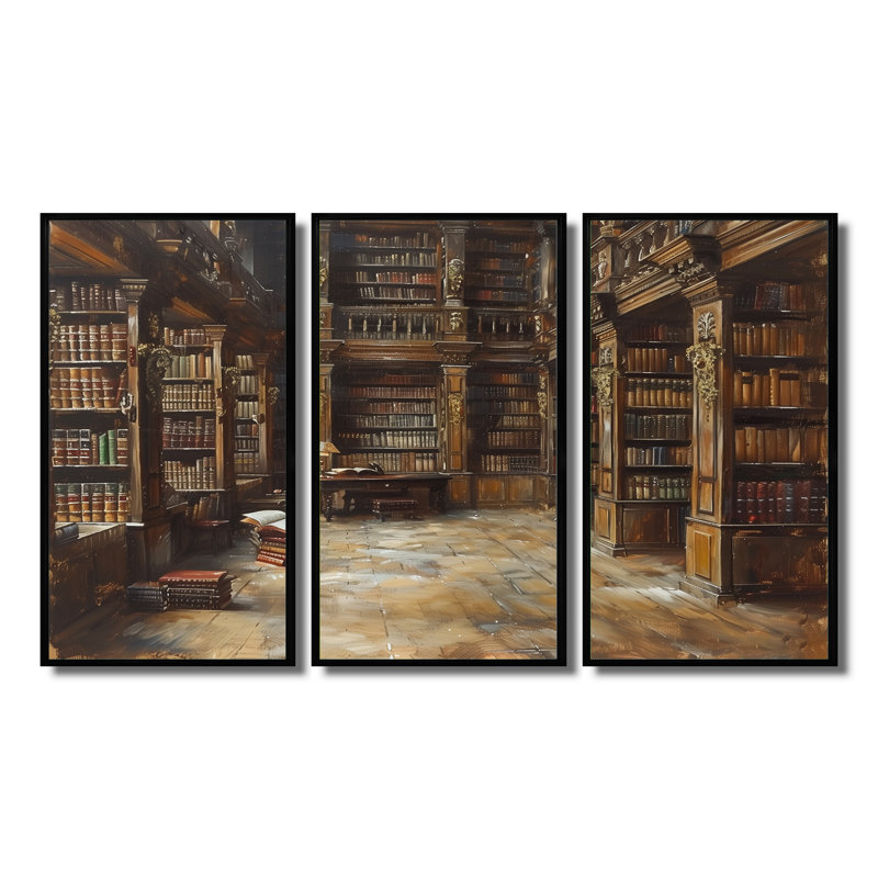 Ensemble d'impressions murales brunes, beige et vintage, Toile avec cadre flottant noir, H 40 po x l 60 po x P 1 po