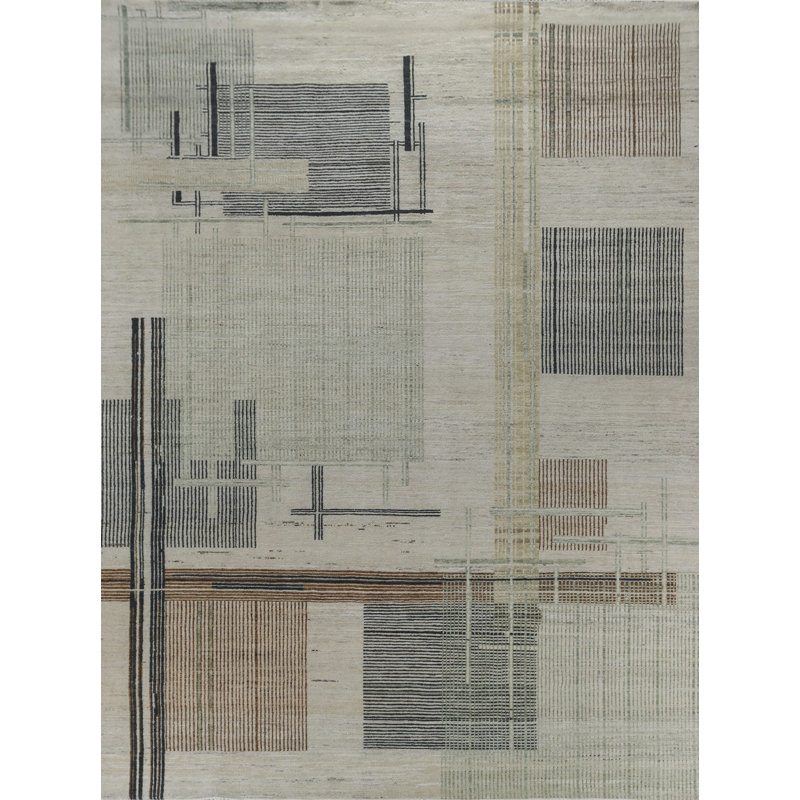 Contemporary One-of-a-Kind Rectangle 9'1" X 12'2" Hand Knotted Area Rug