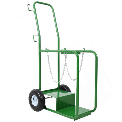 440Lbs Capacity Cylinder Cart,WELDING CYLINDER HAND TRUCK,Large Dual Oxygen Tank 9.5" Cart Dolly With 10-Inch Pneumatic Wheels, Green Color