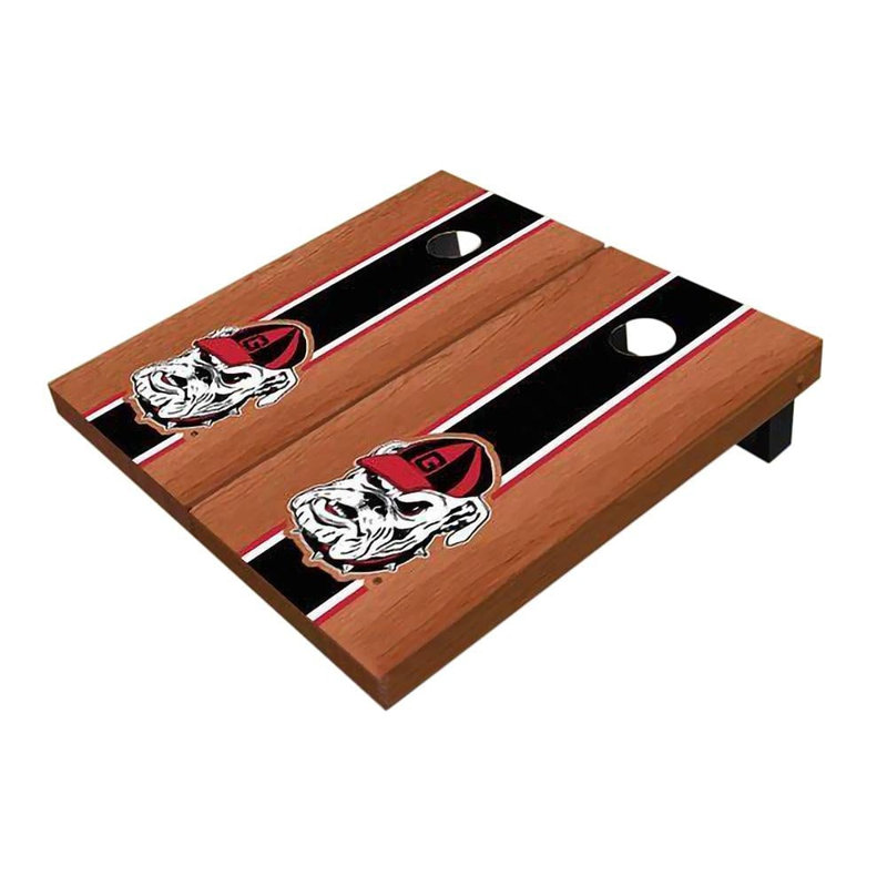 Planches de cornhole à rayures 2 'x 3' NCAA, Bois de rose noir, Georgia Bulldogs