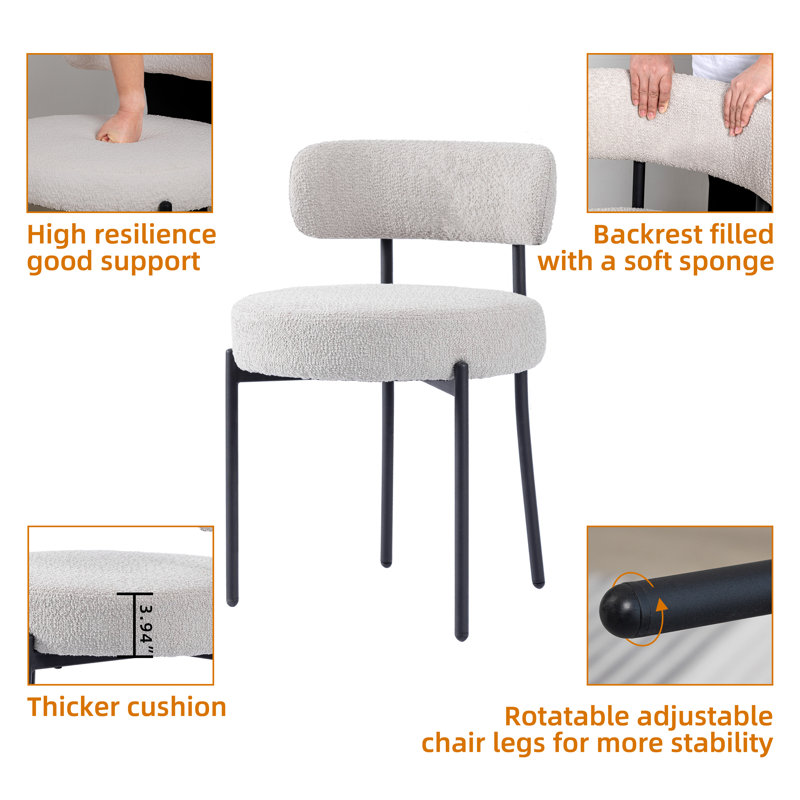 Ameira 75.95cm H Upholstered Metal Side Chair, Light grey