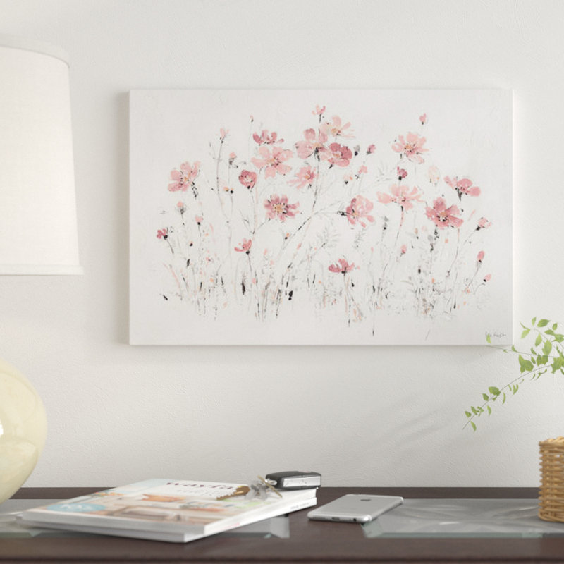 « wildflowers rose i », impression sur toile, H 26 po x l 40 po x P 1,5 po, Toile tendue, Pas de tapis