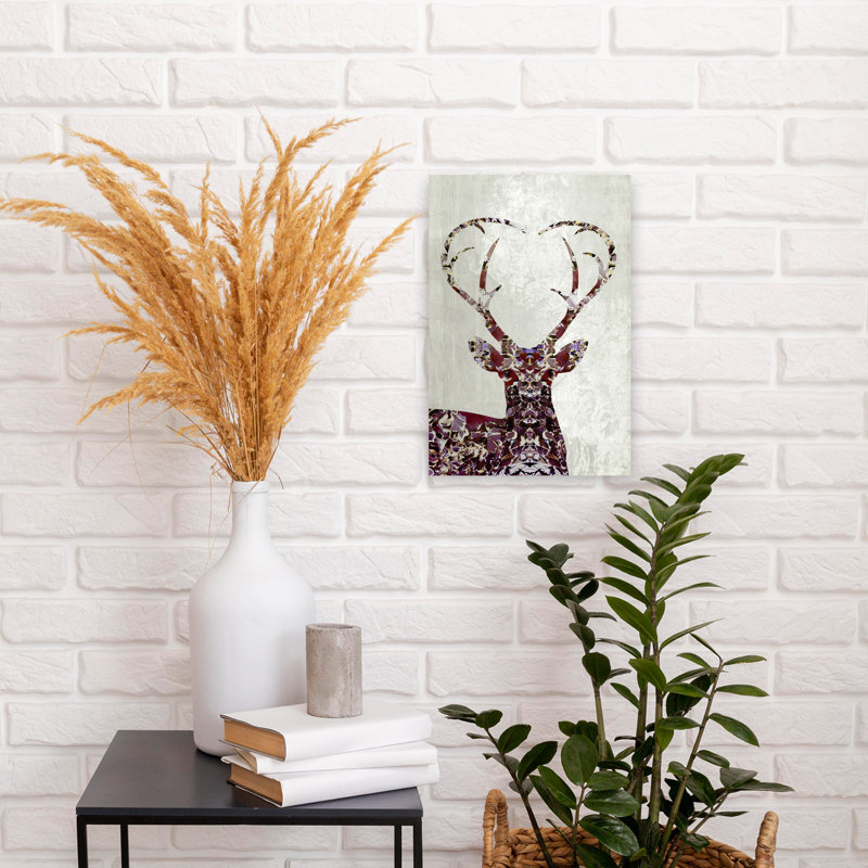 Contemporary Art Bold Modern Peaceful Deer Forest Nature Wall Art 1 Piece Wrapped Canvas Wall Art, 30.48 cm H x 20.32 cm W