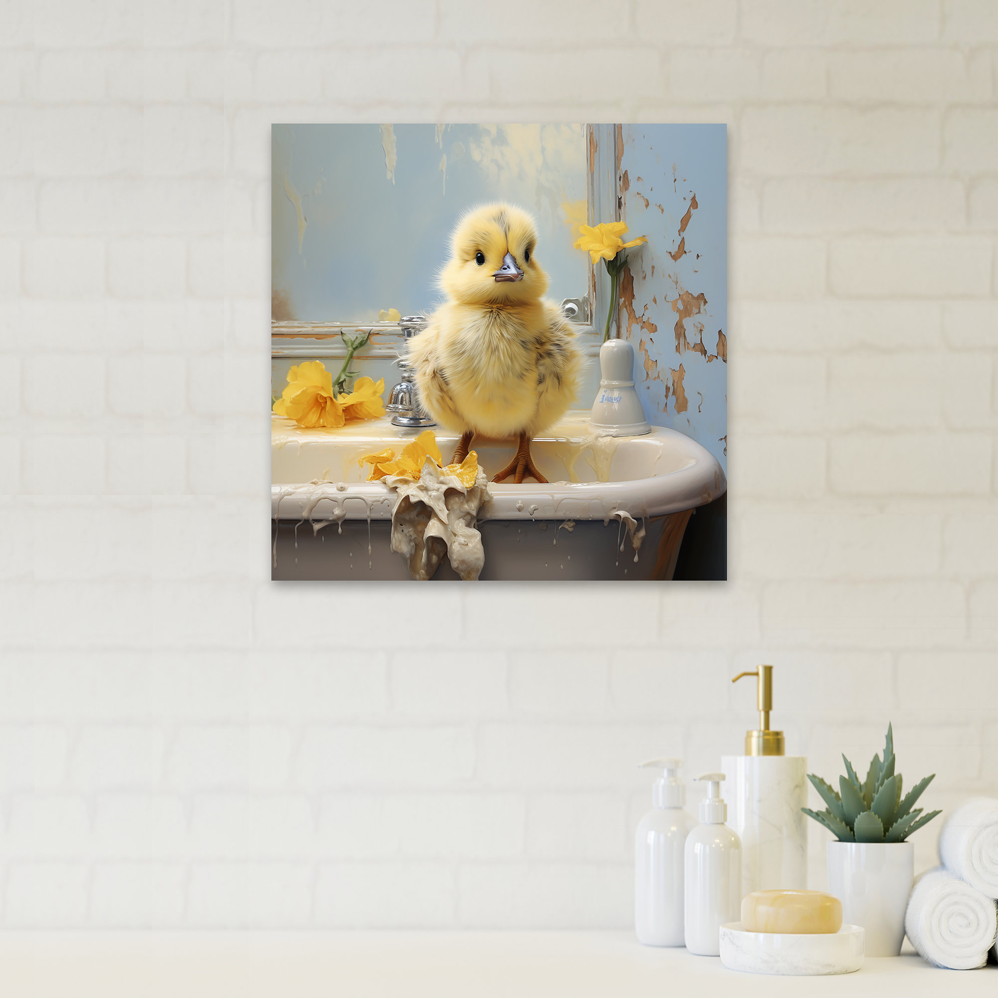 Bungalow Rose Yellow Duck Bathroom Dip IV - Mouse Animal Wall Art | Wayfair