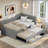 Upholstered Daybed With Trundle, Three Drawers And Vertical Striped Design-61841782-61841784