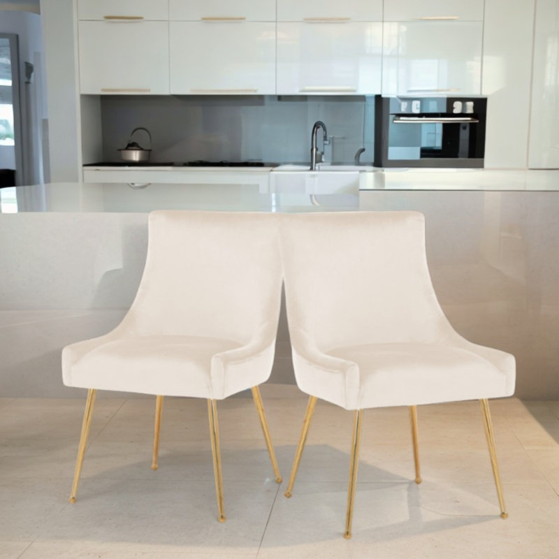 Chaise en velours Sheny, Velours beige