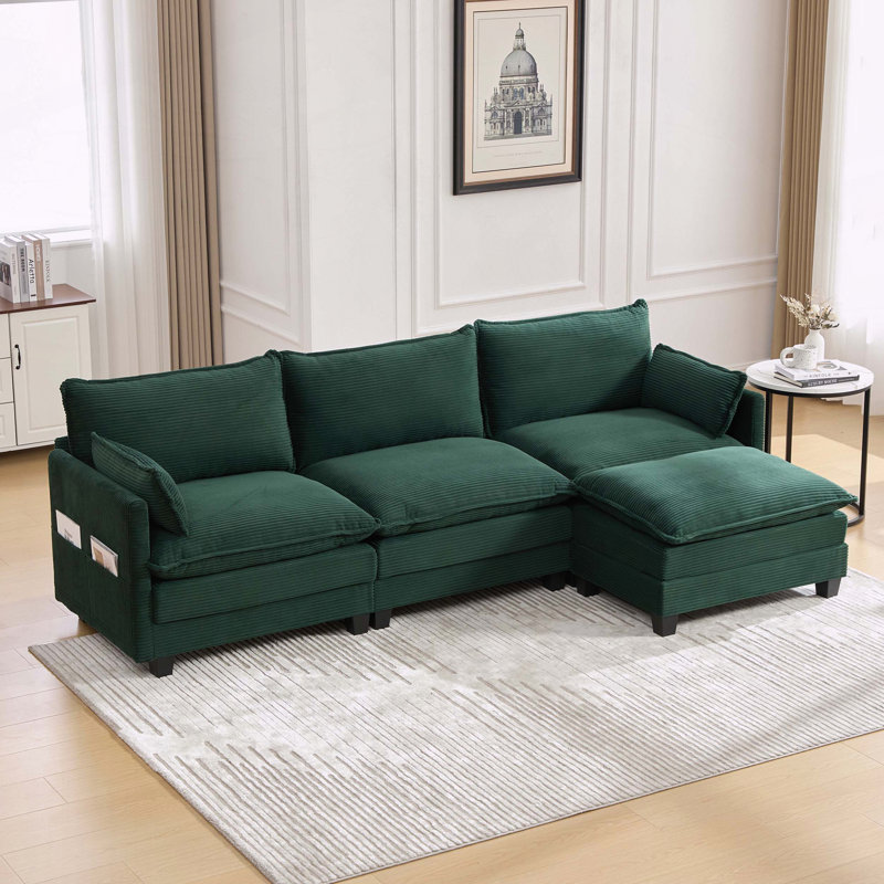 Canapé modulaire surdimensionné avec repose-pieds mobile, Emerald