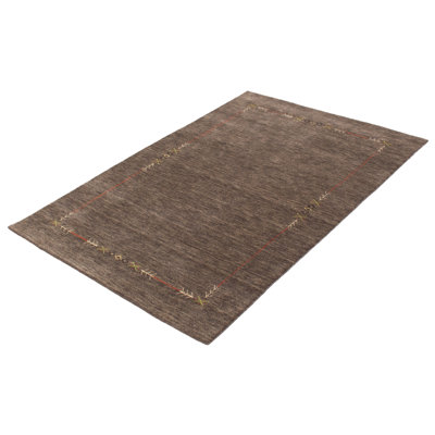 Tapis oriental gris foncé en laine noué à la main Frantzy