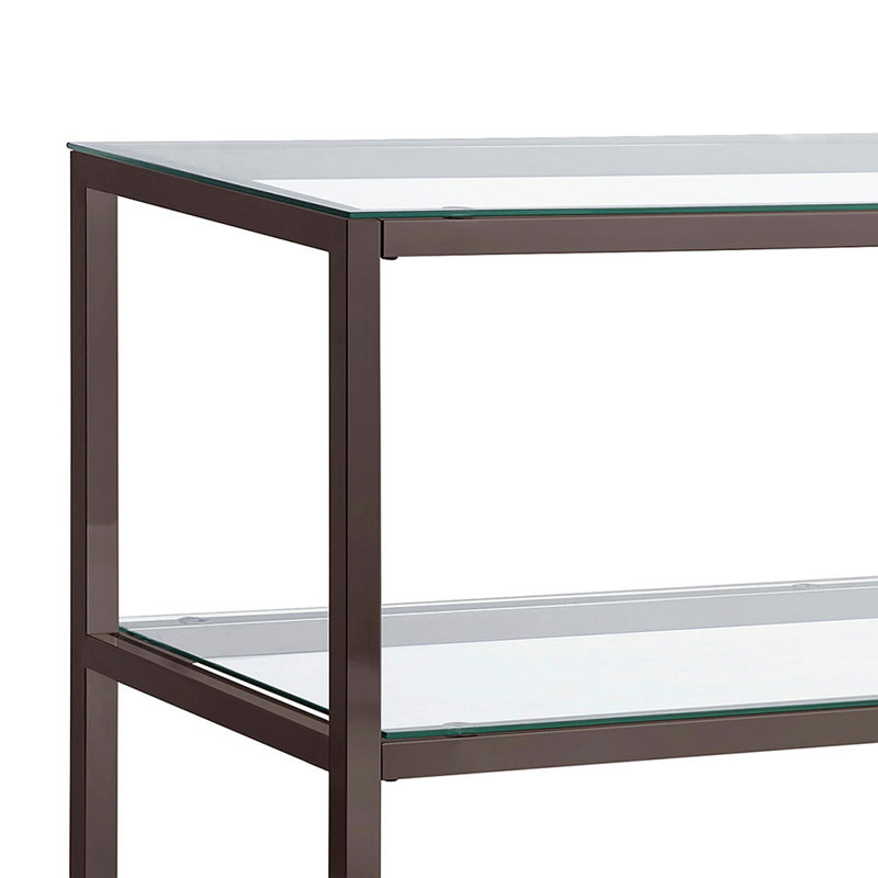 Nickel 2-Shelf Glass Top Entryway Console Table