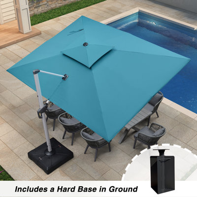 Parasol rectangulaire 12 pi x 9 pi avec base Ser terre Seroka, bleu turquoise