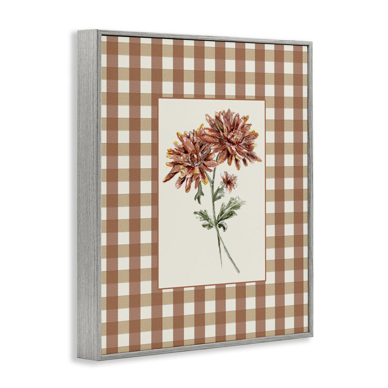 «Neutral Plaid Mums», estampe numérique de Lisa Wehmeyer, Estampe numérique Farmhouse, H 20 po x l 16 po