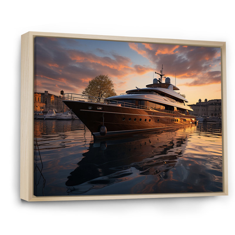 Port Port Elegance - Nautique et plage, reproduction d'art sur toile, H 24 po x l 32 po, Cadre naturel flottant
