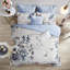 Édredon bleu pour très grand lit - Ensemble de literie à motif floral élégant en coton 8 pièces-130164535-130164534