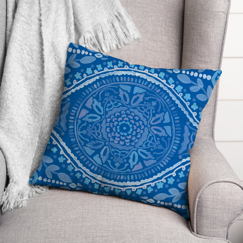Housse et insert de coussin extérieur d'extérieur, Bleu, Floral 1